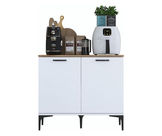 Kavna polica 651, oreh, bela