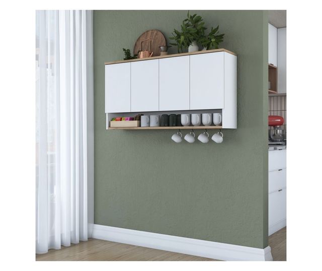 Stenska omara 357, oreh, bela