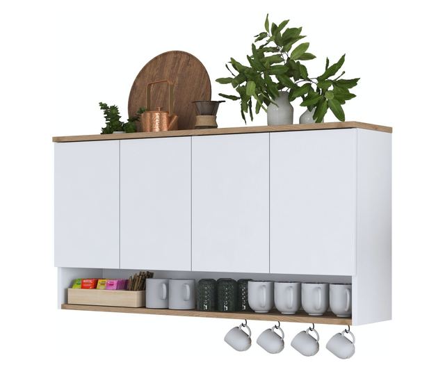 Stenska omara 357, oreh, bela