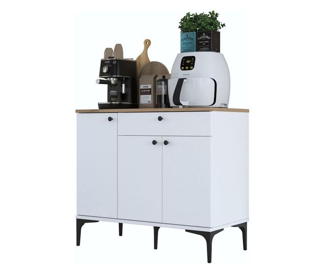 Kavna polica 675, oreh, bela