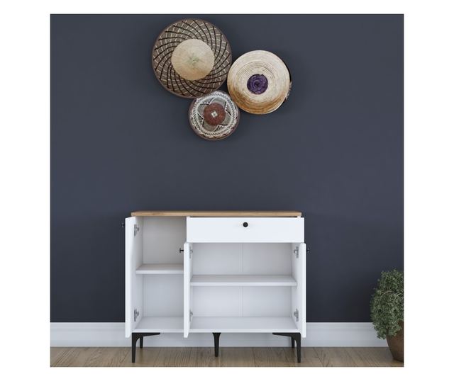 Kavna polica 675, oreh, bela