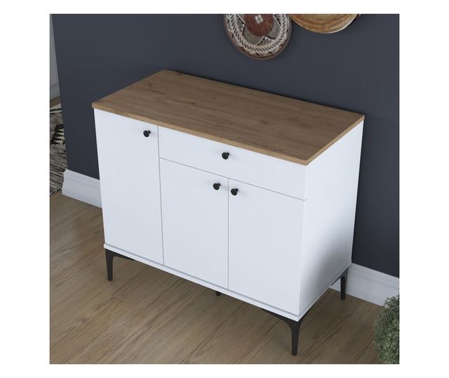 Kavna polica 675, oreh, bela