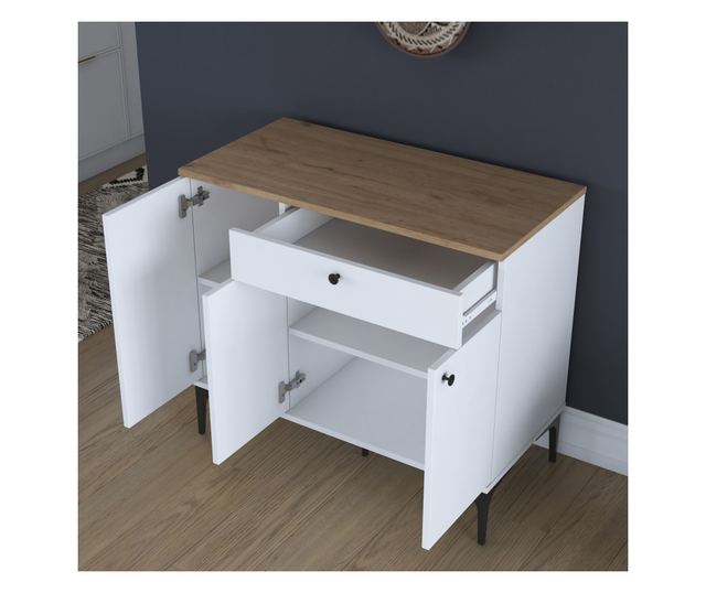 Kavna polica 675, oreh, bela