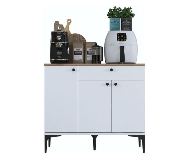 Kavna polica 675, oreh, bela