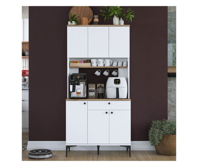 Večnamenska omara 644, oreh, bela