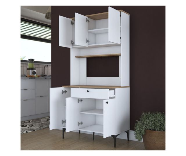 Večnamenska omara 644, oreh, bela