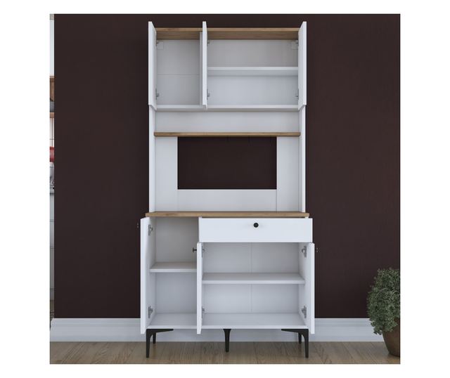 Večnamenska omara 644, oreh, bela