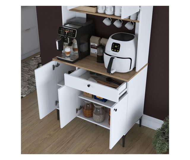 Večnamenska omara 644, oreh, bela