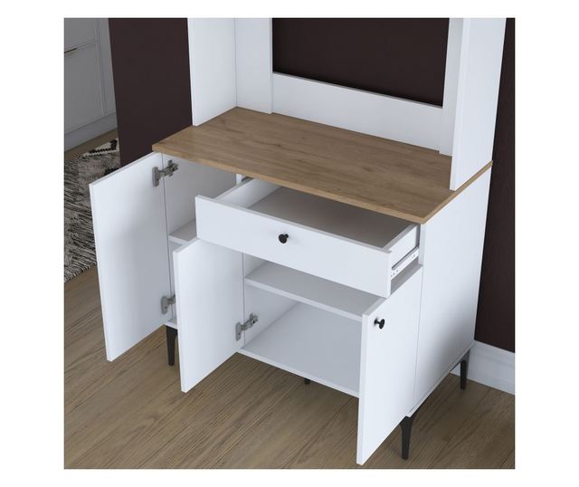 Večnamenska omara 644, oreh, bela