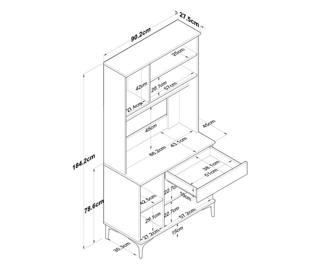 Večnamenska omara 644, oreh, bela