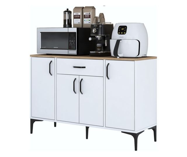 Kavna polica 705, oreh, bela