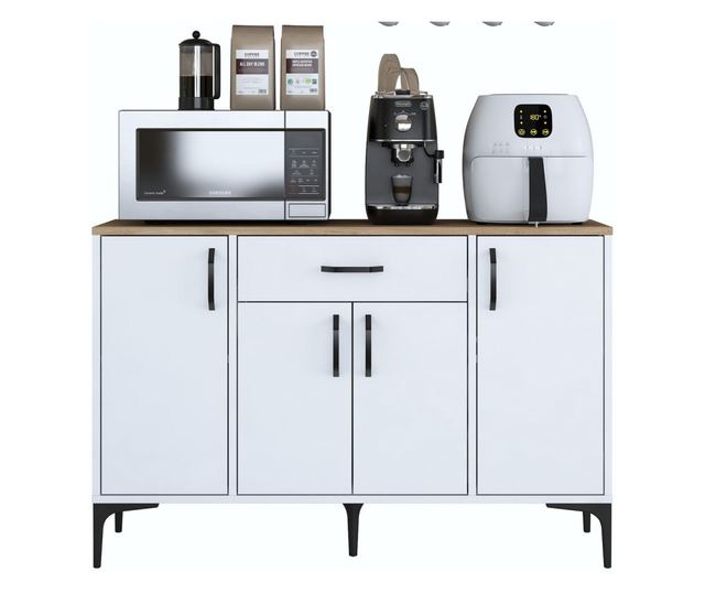 Kavna polica 705, oreh, bela