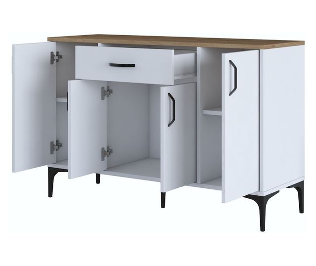 Kavna polica 705, oreh, bela