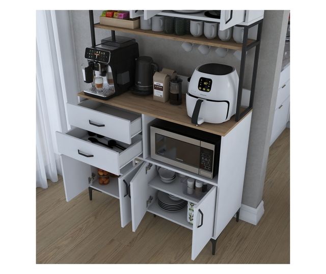 Večnamenska omara 743, oreh, bela