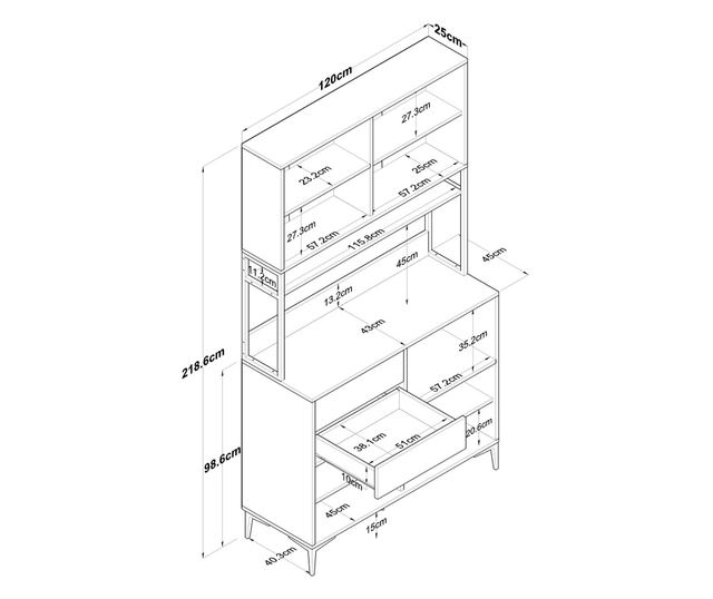 Večnamenska omara 743, oreh, bela