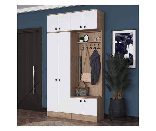 Vhodna omara 449, oreh, bela