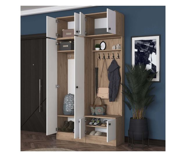 Vhodna omara 449, oreh, bela