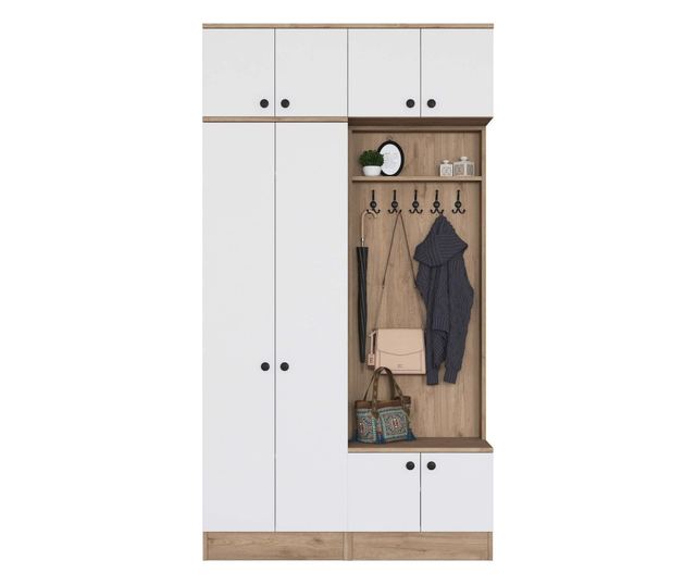 Vhodna omara 449, oreh, bela