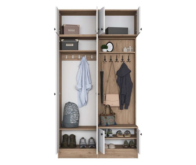 Vhodna omara 449, oreh, bela