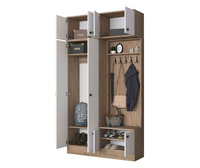 Vhodna omara 449, oreh, bela