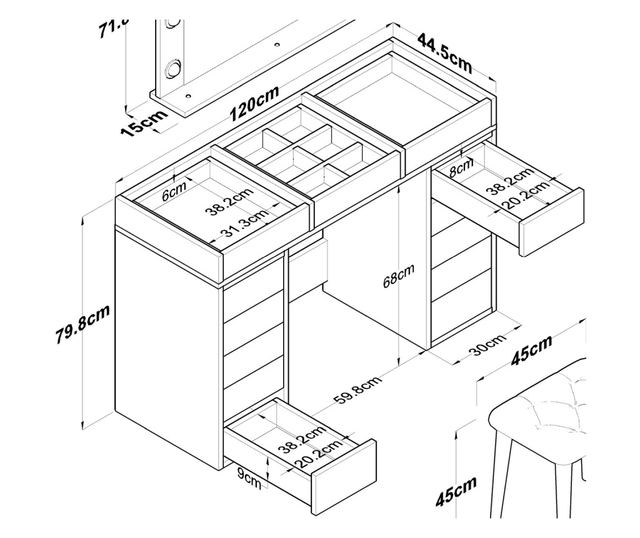 Toaletna mizica 500, bela