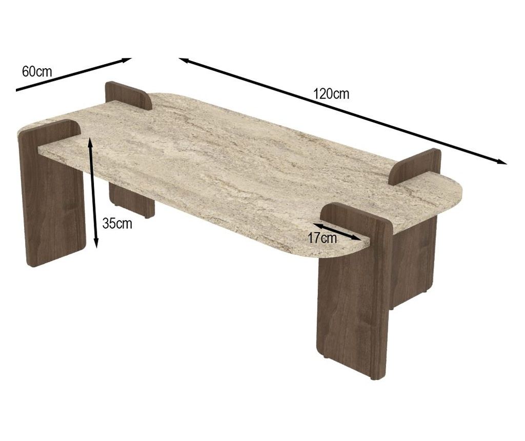 Kavna Miza 620, Travertin, Oreh - 6