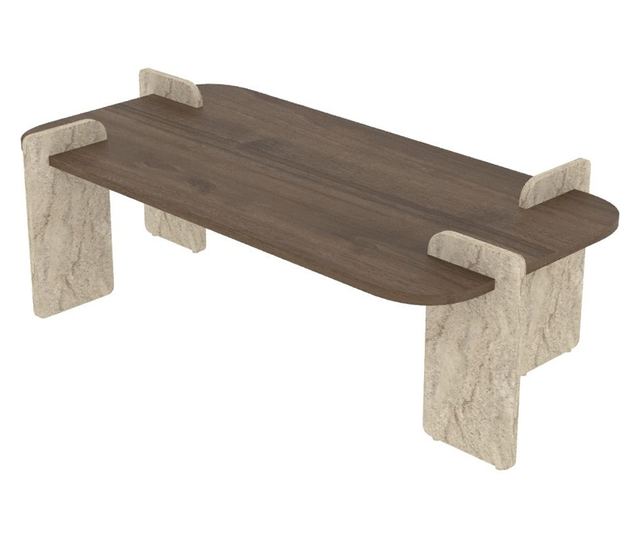 Klubska mizica 637, travertin, oreh