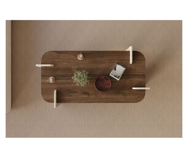 Klubska mizica 637, travertin, oreh