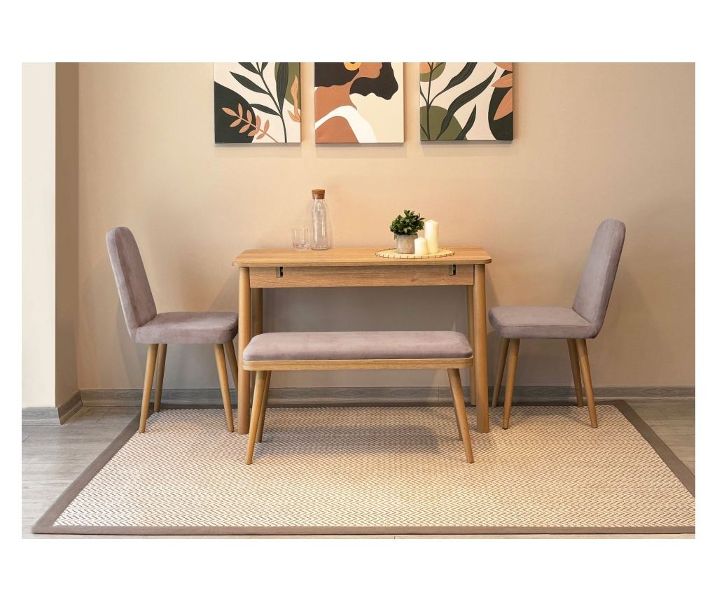 Extendable Dining Table & Chairs Set (4 Pieces) 522, Oak, Soho Grey - 3