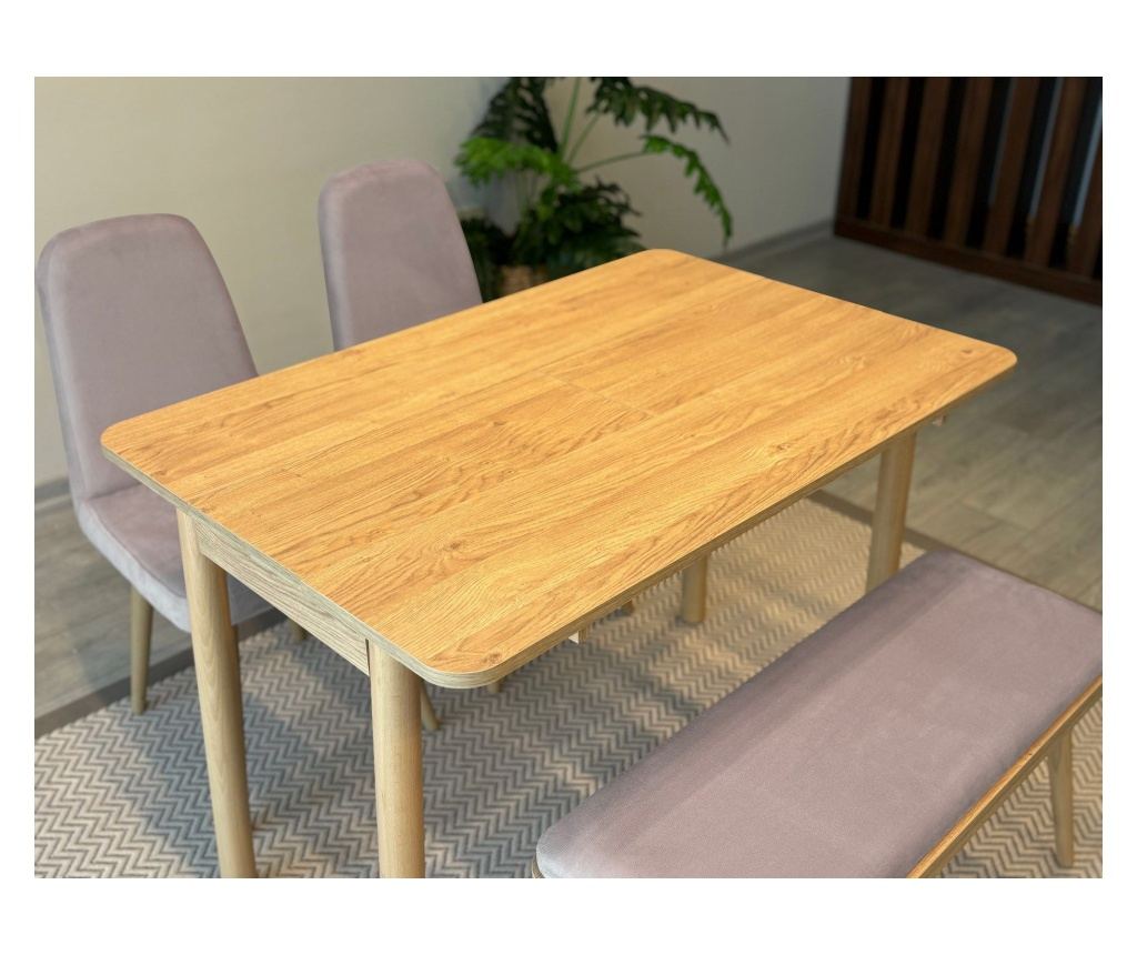 Extendable Dining Table & Chairs Set (4 Pieces) 522, Oak, Soho Grey - 6