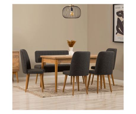 Set stola i stolica za blagovanje (6 komada) 336, Atlantic bor, antracit