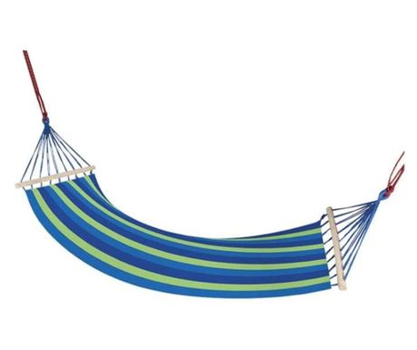 Klausstech viseča mreža, debelo bombažno platno, lesen okvir, za notranjo in zunanjo uporabo, nosilnost 150 kg, 80x200 cm, modra
