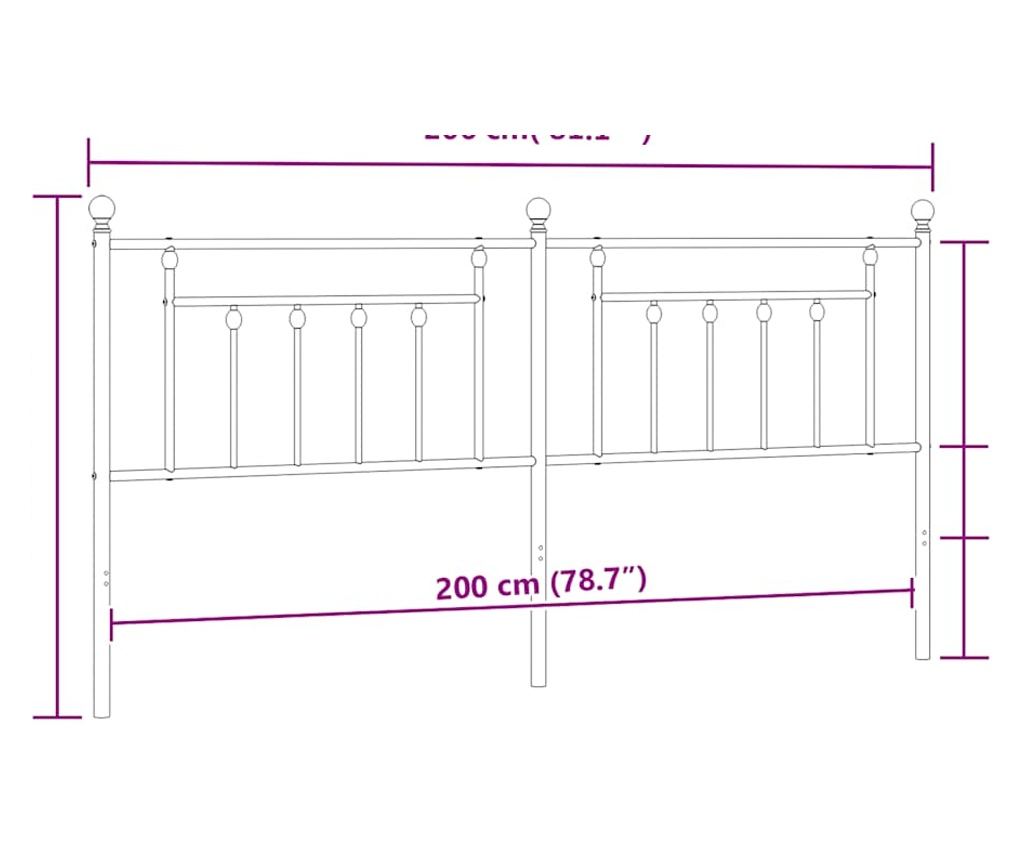 Okvir za krevet s uzglavljem, crni, 200 cm - 7