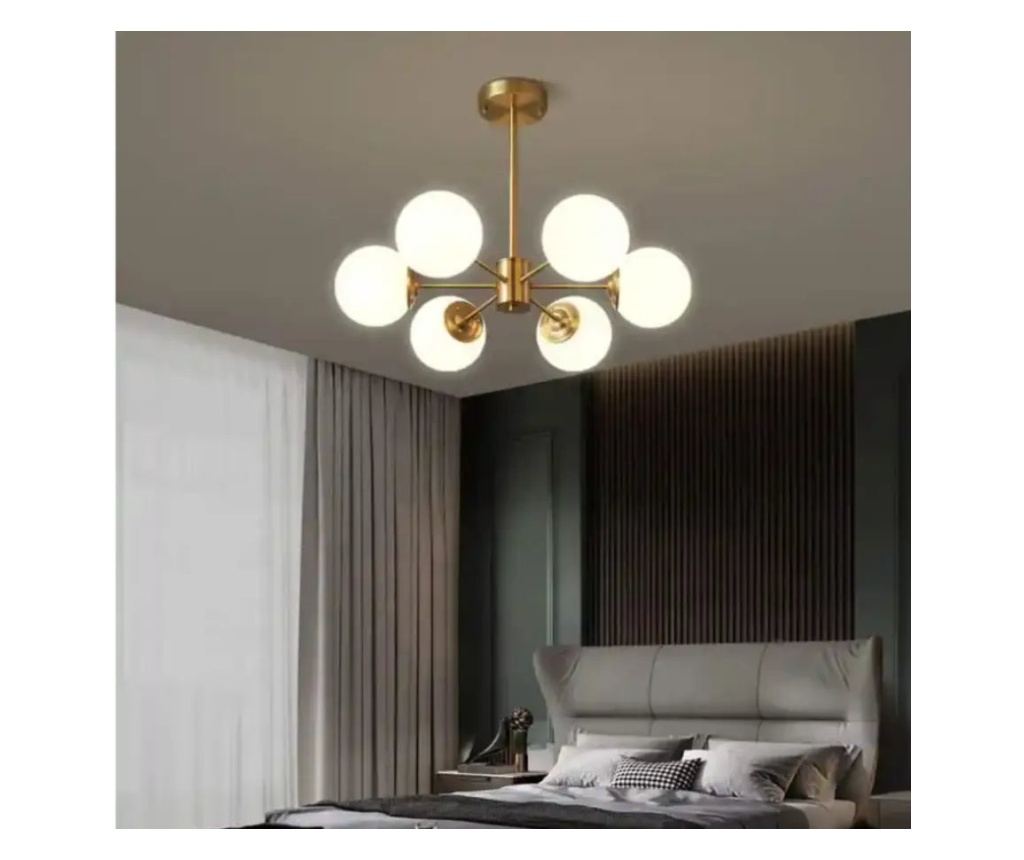 Lustra LOFT Manor, 6x E27, Alb Auriu, Metal