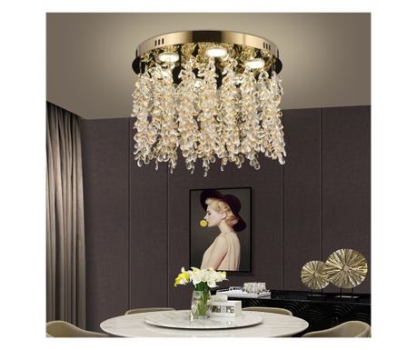 Kerek LED Kristály Csillár LLC213/550GD, 30W, Hideg/Meleg/Semleges Fény, Kristályok, Fényes Arany
