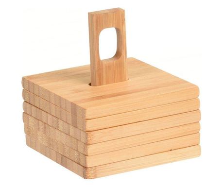 Excellent Houseware 7 darabos pohártartó készlet, bambusz, 9x9 cm, barna