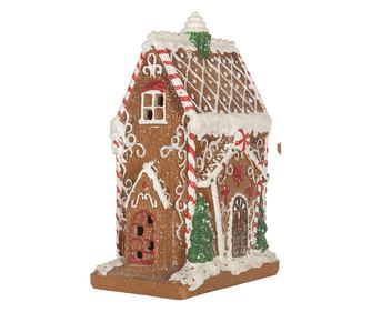 Mézeskalács Ház, Polirezin, Többszínű, LED, 15x9x20 cm