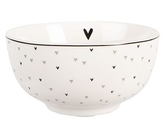 Porcelán tál fehér, fekete, szürke Ø 14x7 cm / 500 ml