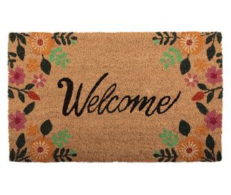 Vitajte, viacfarebná rohožka z kokosového vlákna 75x45x1 cm