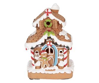 Mézeskalács Ház Polystone Többszínű LED-del 11x10x17 cm