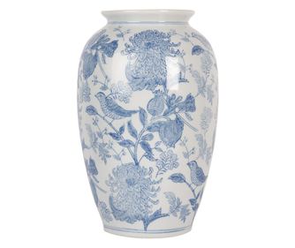 Ceramiczny wazon - biało-niebieski, 17x27 cm