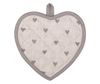 Držač za lonce od pamuka - sivi i bež uzorak srca 20x20 cm
