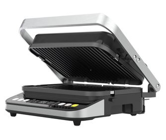 Gratar electric Aeno AEG0005, 2000 W, 6 programe automate, placi cu doua fete 320x220 mm, unghi de deschidere de pana la 180, fu