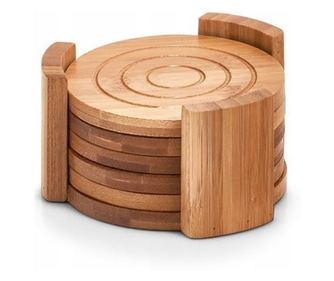 Σετ suport pahare sapte piese Zeller, bambus, 12.7x7 cm, maro