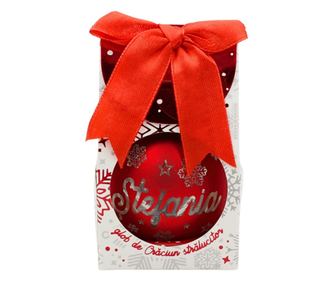 Karácsonyi gömb, LED-del, piros színben, "Ștefania" névvel