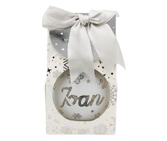 Karácsonyi gömb, LED-del, ezüst színű, "Ioan" névvel