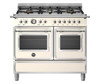 Aragaz pe gaz Retro, Bertazzoni, 100 cm, 6 arzatoare, 2 cuptoare electrice, colectie Heritage, ivory