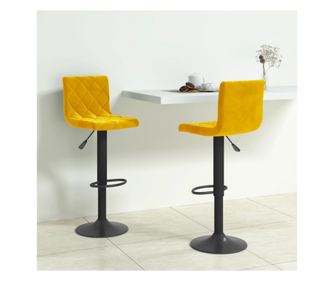 Barske stolice, 2 kom., žuta senf, baršun