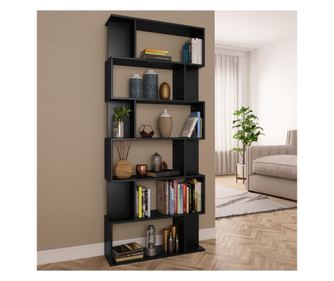 Bibliotecă/Separator cameră, negru, 80 x 24 x 192 cm, PAL