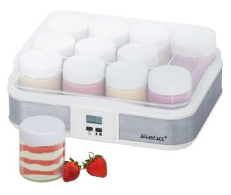 Уред за кисело мляко Steba, JM 2, обем 2,4 литра, корпус от неръждаема стомана, LCD екран, лесно почистване, сребрист